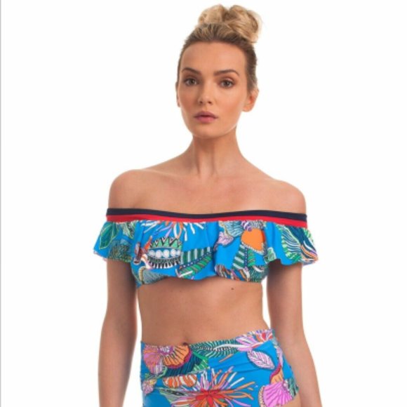 ๐Host Pick๐ Trina Turk Tahiti Tropical Off the Shoulder Top - Picture 1 of 10